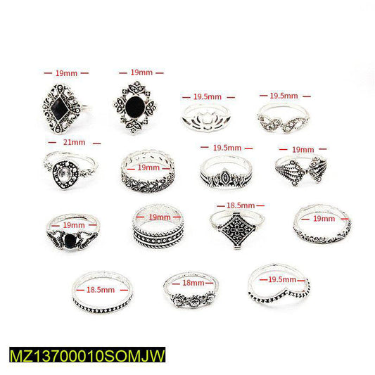 Pack of 15 trendy rings for girls t4trendz