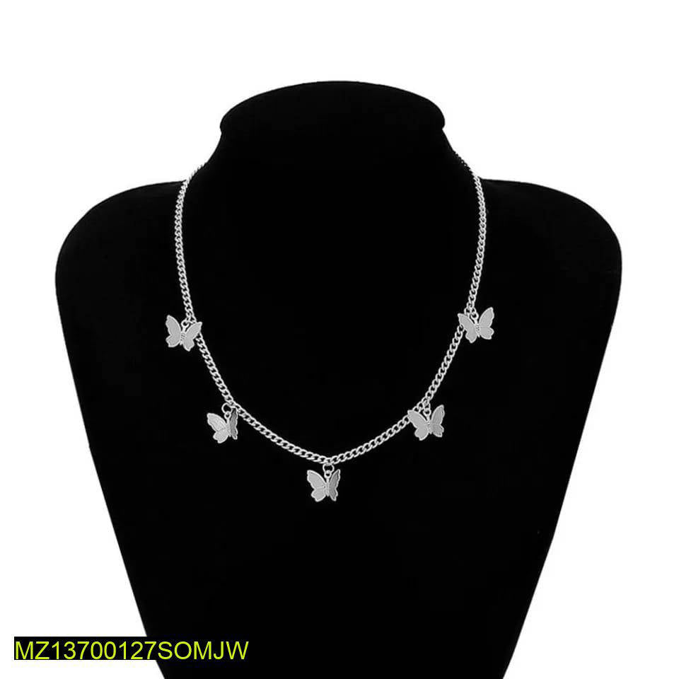 Silver plated beautiful butterfly hanging choker pendant t4trendz