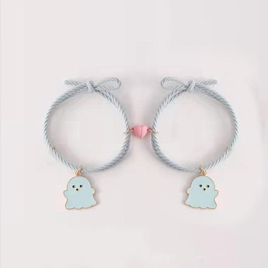 Trendy magnetic couple heart ghost bracelets t4trendz