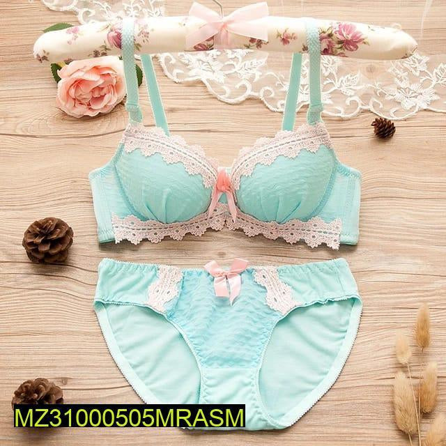 Cotton net lace work padded bikni set Markaz