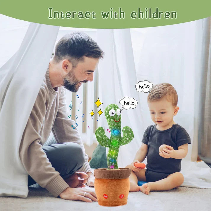 Rechargeable Dancing Cactus Toy – Sing, Dance, and Talk Back with Lights & Music