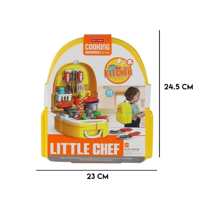 Buy Little Chef Cooking Backpack Playset for Kids – 25-Piece Kitchen Toy Set