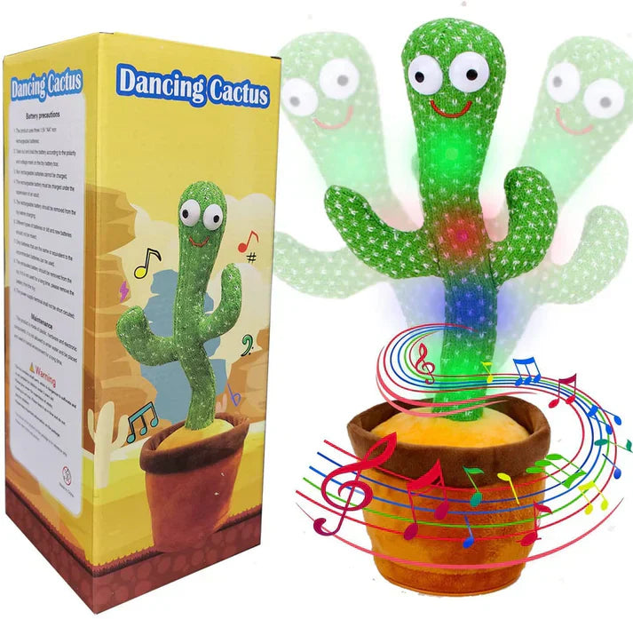 Rechargeable Dancing Cactus Toy – Sing, Dance, and Talk Back with Lights & Music