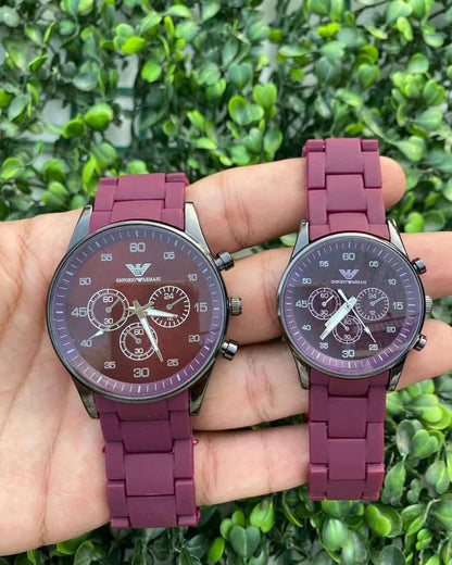 Couple watch maroon