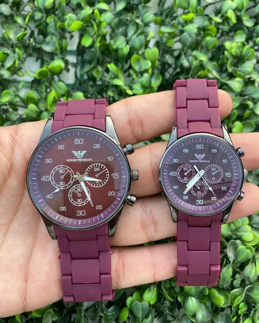 Couple watch maroon