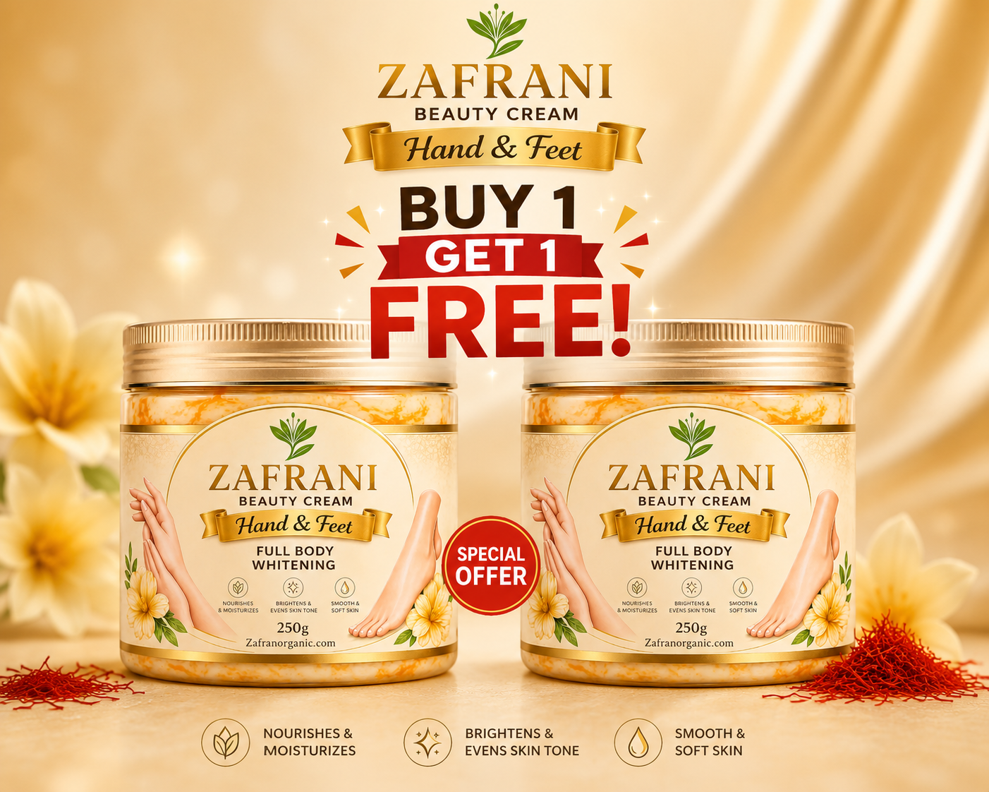 Zafrani Glow Gold Serum Cream – 100% Organic Buy 1 Get 1 Free