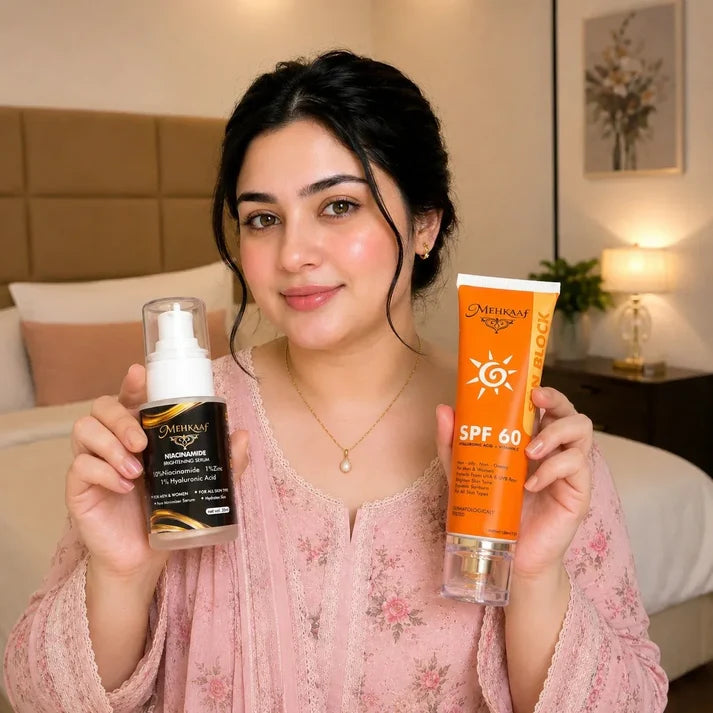 Glow & Protect Skincare Duo – Niacinamide Brightening Serum + SPF 60 Sunblock