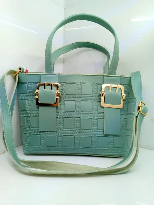 Leather handbag with long strap