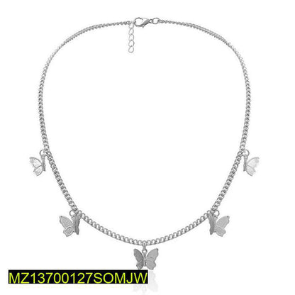 Silver plated beautiful butterfly hanging choker pendant t4trendz