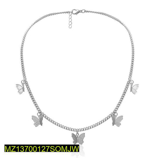 Silver plated beautiful butterfly hanging choker pendant t4trendz
