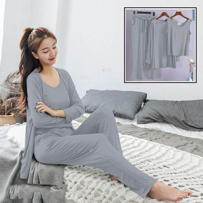 Women's 3 piece stitched cotton jersey sleep wear t4trendz