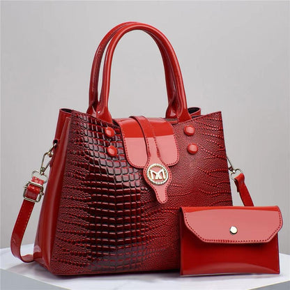 2 PCs patient women's handbags set t4trendz