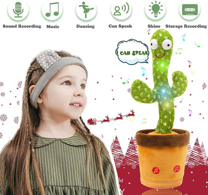 Rechargeable Dancing Cactus Toy – Sing, Dance, and Talk Back with Lights & Music